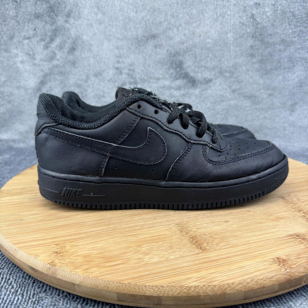Nike Air Force 1 Shoes Youth Black Low Top Leather Triple Black School Casual